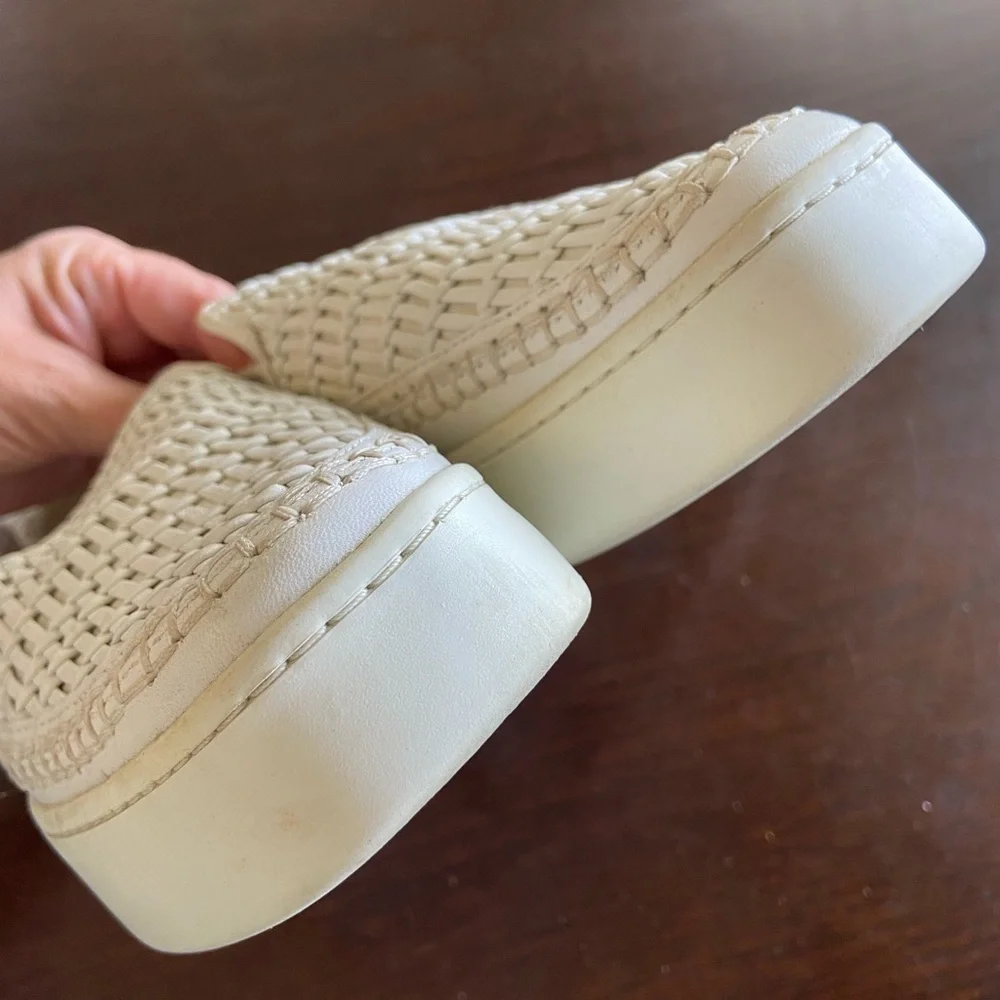 Vince Cream Woven Platform Slip-On Sneakers